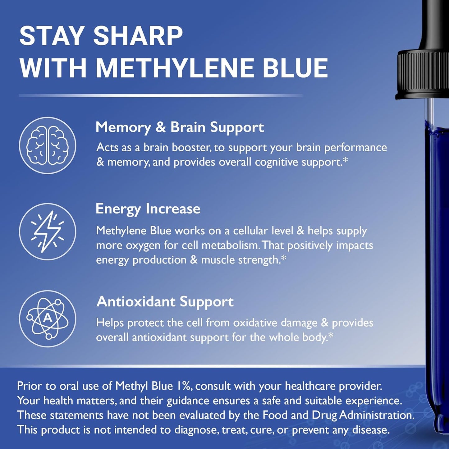 Methylene Blue Pharmaceutical Grade -  Third Party Tested - Formaldehyde & Alcohol-Free - Made in USA