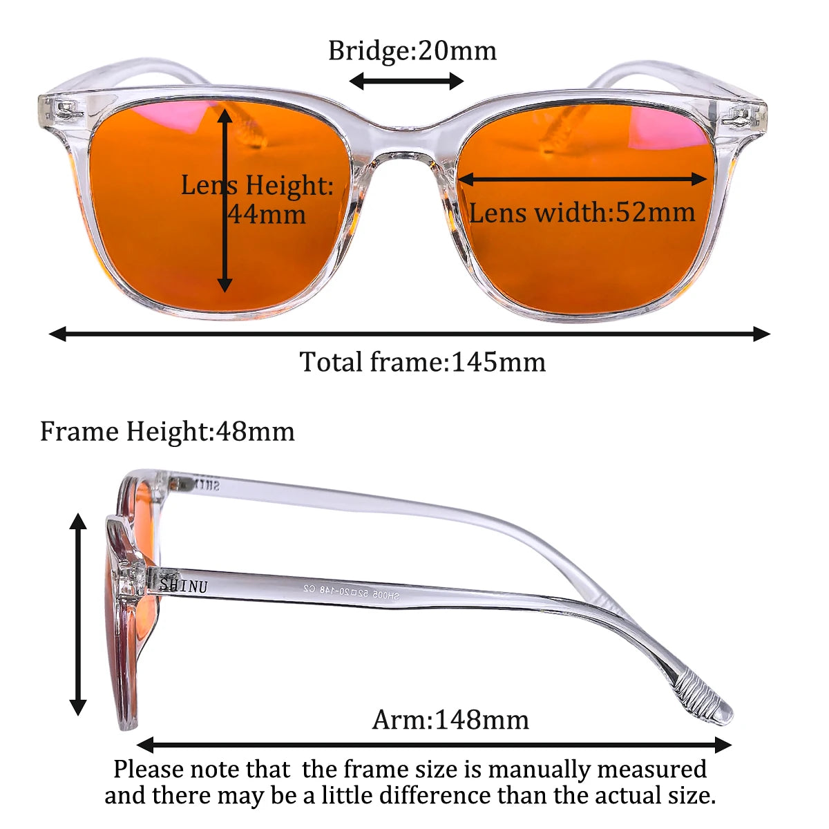 SHINU blue light blocking computer glasses red lens for better sleep orange lens for long time gaming rest glasses for men women